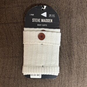 Steve Madden Cream Boot Cuffs with Brown Button